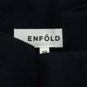 ENFOLD 2WAY ピンヘッド デザインワイドトラウザー パンツ ウール 38 紺 ネイビー