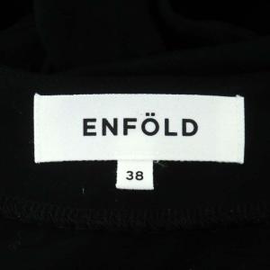 ENFOLD ハイツイスト 天竺 カットガウン カーディガン ロング 長袖 コットン 38 黒 ブラック