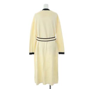 Diagram GRACE CONTINENTAL 22AW バイカラー ニットワンピース 長袖 ロング Vネック 金ボタン 36 アイボリー 黒 ブラック
