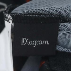 Diagram 23AW カットソー ハイネック 長袖 シアー シースルー 総柄 36 S 黒 ブラック