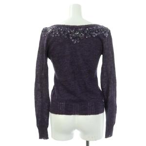 Ermanno Scervino スパンUネックニット セーター 長袖 スパンコール 装飾 紫 パープル