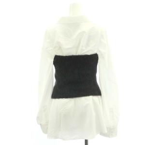 SNIDEL 23AW シャツセットニットベアトップス ブラウス 長袖 前開き ウール アルパカ混 F 白 ダークグレー ホワイト