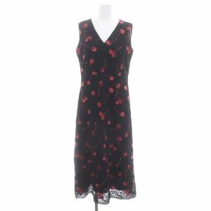 チェリーレースドレス ワンピース Vネック ロング ノースリーブ 38 黒 ブラック