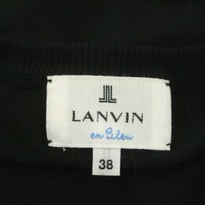 LANVIN en Bleu バイカラーリボン装飾カーディガン ニット 長袖 コットン 38 黒 白 ブラック ホワイト