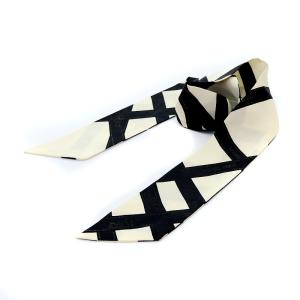 ボルデュックリボン ツイリー スカーフ シルク 黒 ブラック ホワイト OH