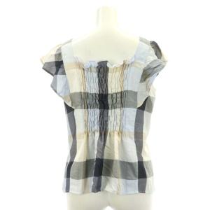 BLUE LABEL CRESTBRIDGE チェック ブラウス ノースリーブ プルオーバー フリル 38 マルチカラー