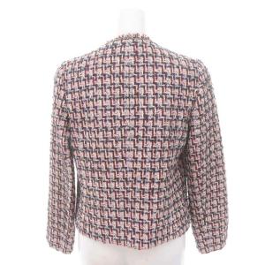 ANAYI 22AW ラメモールツイードクルージャケット ノーカラージャケット フリンジ モヘヤ混 36 ピンク