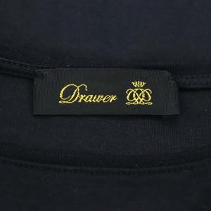 Drawer コットンレースクルーネックトップス カットソー 半袖 袖レース プルオーバー ブラック