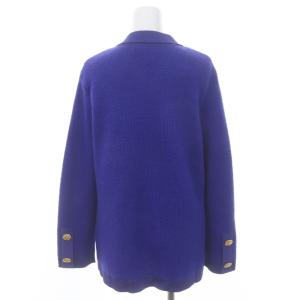 GIVENCHY ニットジャケットカーディガン 長袖 ステンカラー 金ボタン ウール混 M 青 ブルー