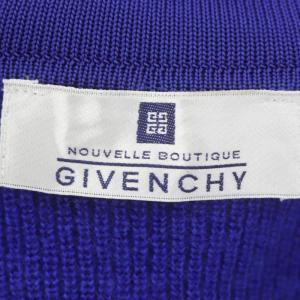 GIVENCHY ニットジャケットカーディガン 長袖 ステンカラー 金ボタン ウール混 M 青 ブルー
