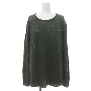 23SS Neo Sag Harbor LS Cable PO ニット セーター 長袖 透かし編み リネン S モスグリーン