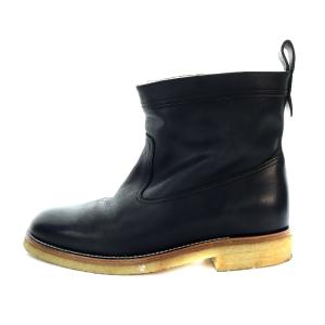 MARGARET HOWELL ショートブーツ レザー ムートン 36 23cm 黒 ブラック