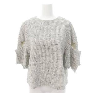 ADORE セットアップ 上下 ミックスツイードカットオフショルダーブラウス ラップスカート 38 M 36 S 白 ホワイト