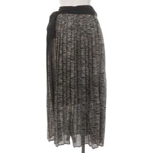 ADORE プリーツラップスカート ロング フレア 38 黒 ブラック オフホワイト