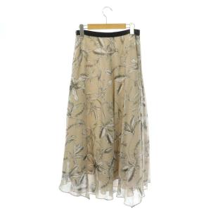 ADORE フラワープリントフレアースカート ロング 花柄 36 ベージュ