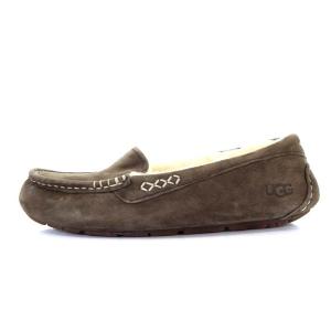UGG australia アンスレー Ansley モカシン スリッポン ムートン スエード US7 24cm ダークブラウン 3312