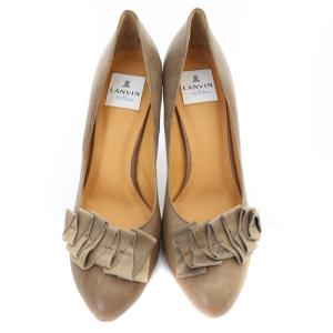 LANVIN en Bleu レザー パンプス ハイヒール 24.5cm 茶色 ブラウン