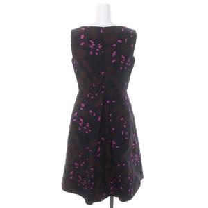 ANAYI essence of ANAYI フラワー柄ノースリーブワンピース ロング 36 紺 茶 紫