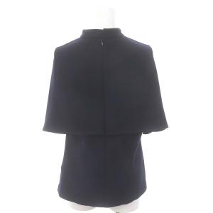 BORDERS at BALCONY 21年 グレースショルダートップス ブラウス 5分袖 プルオーバー 36 紺 黒 白