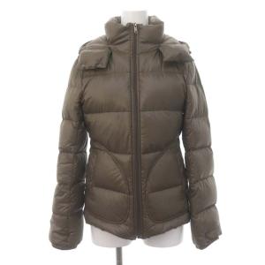 ノバチェックダウンジャケット アウター フード ジップアップ 38 ブラウンカーキ