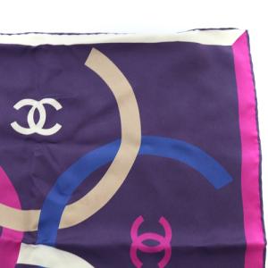 CHANEL ココマーク ミニスカーフ シルク 紫 パープル 12A