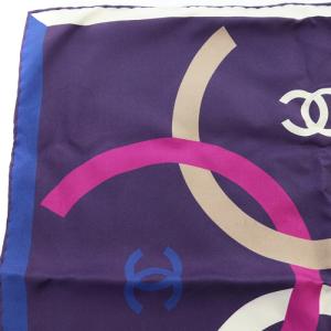 CHANEL ココマーク ミニスカーフ シルク 紫 パープル 12A