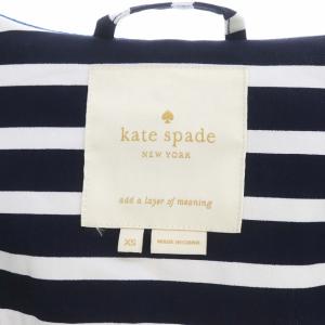 kate spade new york ジャケット ジップアップ ミドル丈 ボーダー フーディー XS 紺 ネイビー 白 ホワイト
