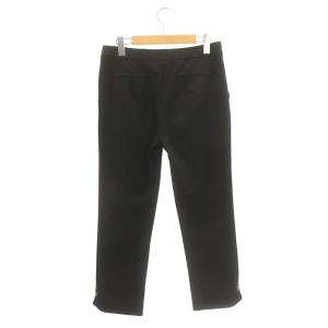 TO BE CHIC ビジュー ラウンドヘム クロップドパンツ テーパード ストレッチ 42 黒 ブラック