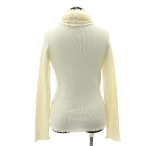 TO BE CHIC シルクカシミヤ混リブタートルニット カットソー 長袖 ボウタイリボン付き 40 アイボリー