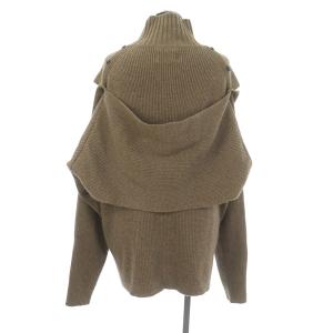 CLANE 2WAYオフショルダーニットトップス セーター 長袖 ハイネック 1 茶 ブラウン