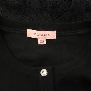 TOCCA 20AW WAVY LACE カーディガン ニット 長袖 クルーネック レース 切替 ショート丈 XS 黒 ブラック