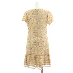 M'S GRACY オーガンジーフラワーボーダー ワンピース 半袖 膝丈 花柄 36 マルチカラー