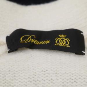 Drawer 9Gウール配色Vネックカーディガン ニット 長袖 オフホワイト グレー