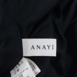 ANAYI 21AW グレンチェックジャンパースカート ロング ミモレ丈 ノースリーブ 38 紺 ネイビー