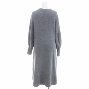 ANAYI 21SSラクーンウールカタアゼパフスリーブワンピース ロング ミモレ丈 長袖 ニット 38 グレー