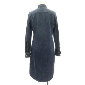 RALPH LAUREN デニム シャツワンピース 長袖 ロング 前開き ロゴ刺繍 コットン XS 紺 ネイビー