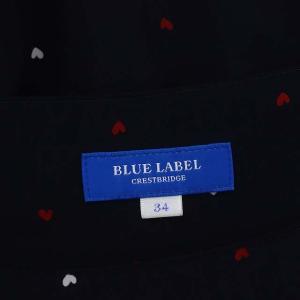 BLUE LABEL CRESTBRIDGE ワンピース ミニ 半袖 ボートネック ハート柄 34 XS 紺 ネイビー