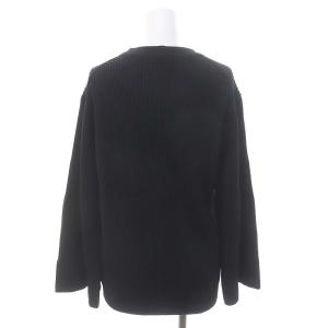 Deuxieme Classe アゼクルーネックニット セーター 長袖 ベルスリーブ リブ 紺 ネイビー