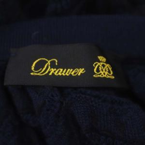 Drawer 16G レーススカート ニット ロング フレア 透かし編み ウール 紺 ネイビー 黒 ブラック