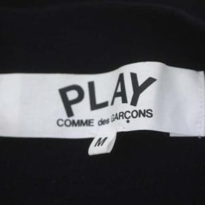 PLAY Comme des Garçons AD2021 ウールニットカーディガン ニット セーター 長袖 フロントボタン ロゴ M 黒 ブラック 赤 レッド