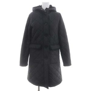 キルティング ボア コート ロング フード アウター 34 黒 ブラック