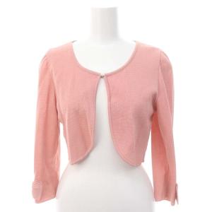 ニットカーディガン ボレロ 長袖 ショート丈 袖リボン 薄手 38 M ピンク