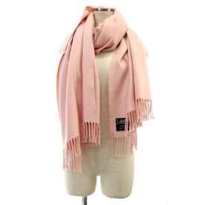 HERMES ストール マフラー 大判 カシミヤ ロゴ刺繍 フリンジ ピンク