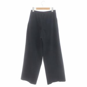 Spick&Span 23AW ニットワイドパンツ リブ イージー ウール混 ダークグレー