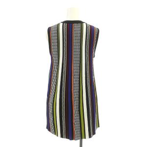 UN3D. マルチストライプタンクトップ クルーネック ノースリーブ プルオーバー F 黒 ブラック 白 ホワイト