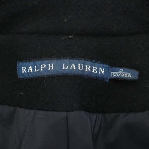 RALPH LAUREN ダブルショートコート ピーコート チェスター アウター ウール 総裏地 ロゴボタン 0 黒 ブラック