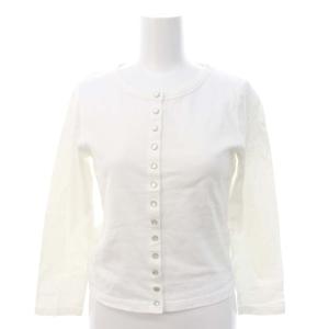 コットン スナップボタンカーディガン 長袖 T1 白 ホワイト