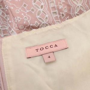 TOCCA TEA GLASS ドレス ワンピース 刺繍 ノースリーブ ひざ丈 4 ピンク