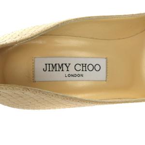 JIMMY CHOO パンプス ポインテッドトゥ パイソン型押し レザー 36 23cm ベージュ