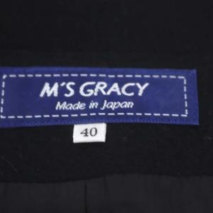 M'S GRACY ステッチ ウール コート ステンカラー ロング 40 L 黒 ブラック
